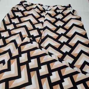 New York & Company Women's Pants Geometric Pattern Blk/ Tan with Pockets  Size M